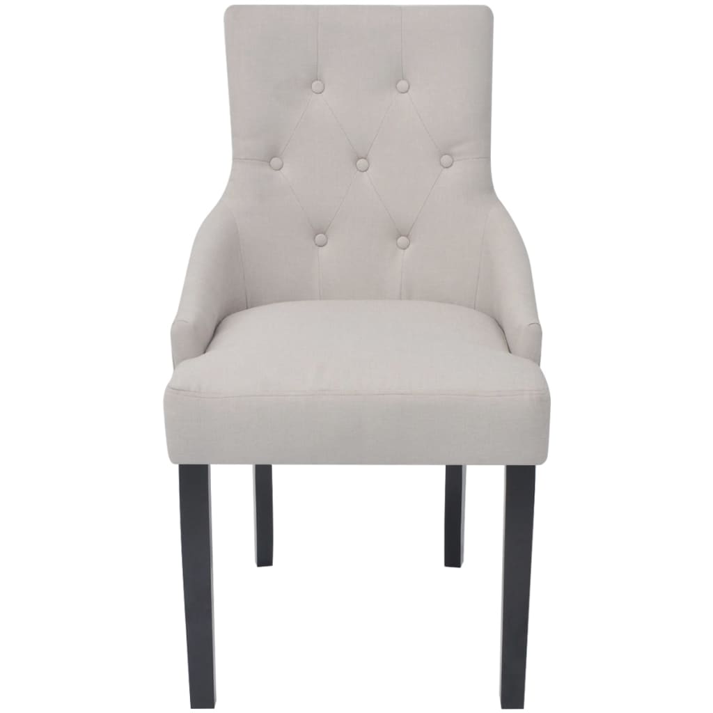 Dining Chairs 2 Pcs Cream Grey Fabric