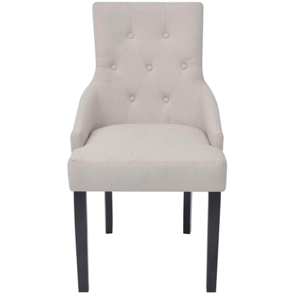 Dining Chairs 2 Pcs Cream Grey Fabric