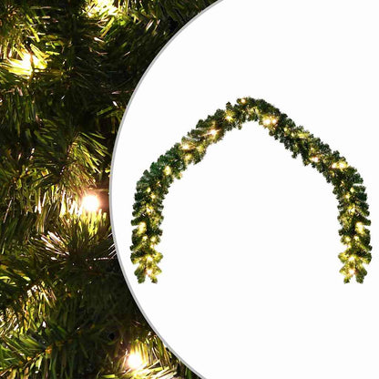 Christmas Garland Decorated With Baubles And Led Lights