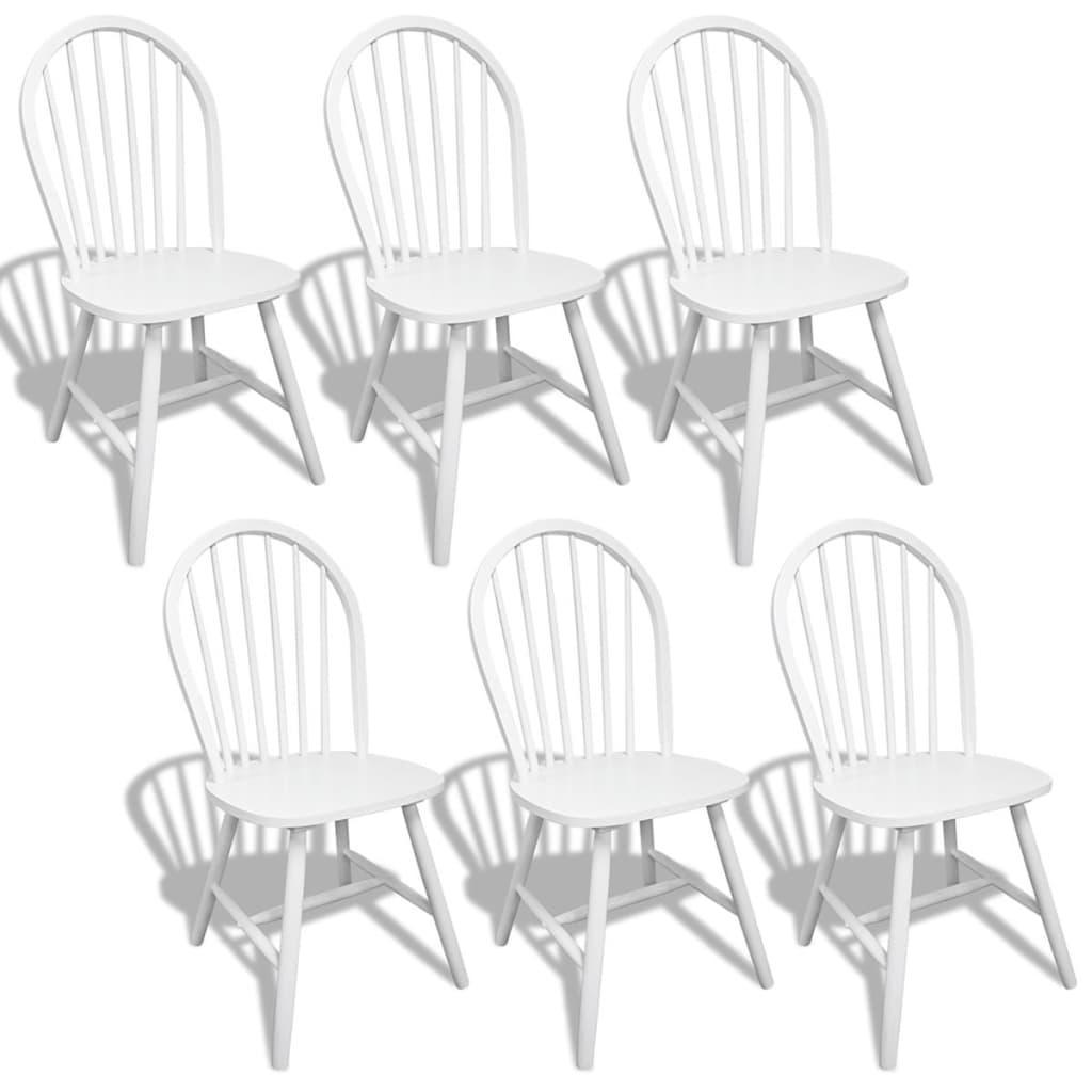 Dining Chairs 6 Pcs Solid Rubber Wood