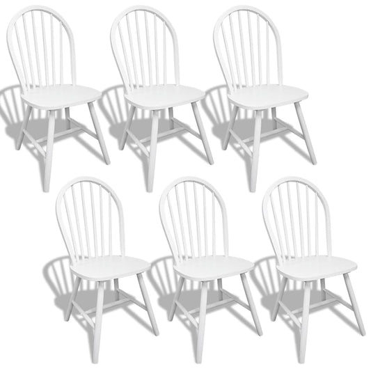 Dining Chairs 6 Pcs Solid Rubber Wood