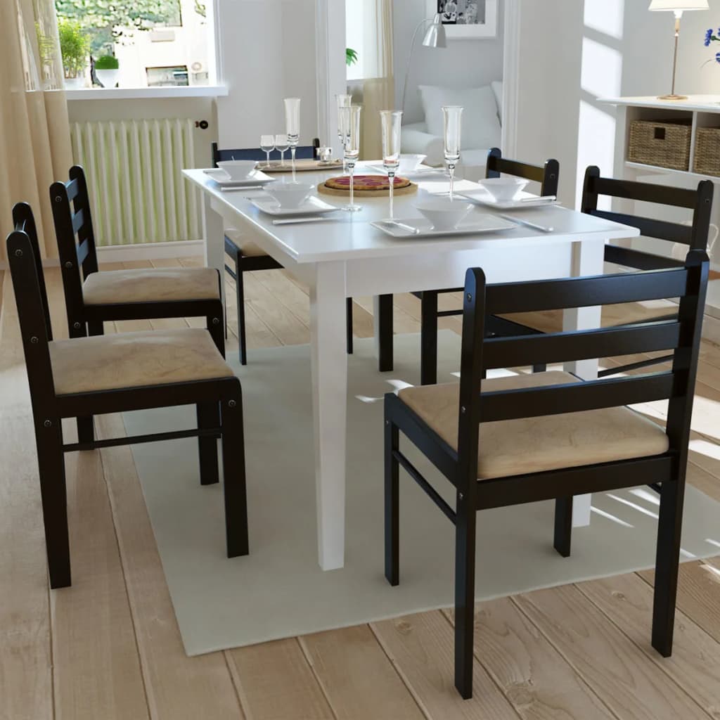 Dining Chairs 6 Pcs Solid Wood And Velvet