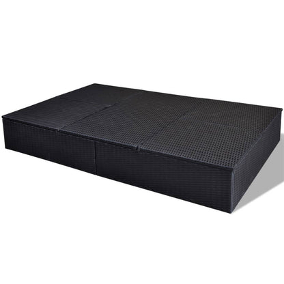 Double Sun Lounger With Cushion Poly Rattan Black