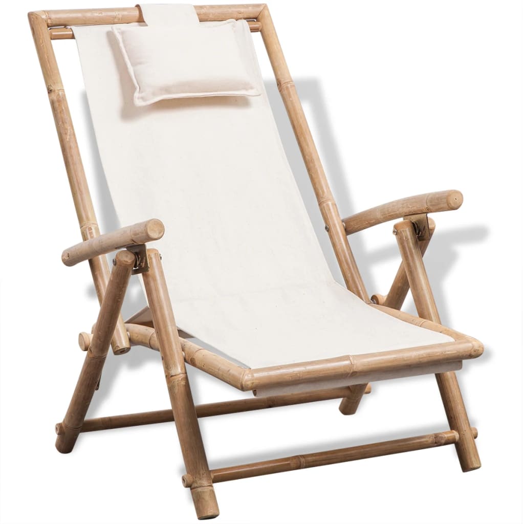 Reclining Relaxing Chair Bamboo And Fabric