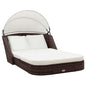 Sun Lounger With Canopy Poly Rattan