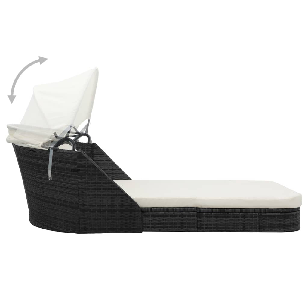 Sun Lounger With Canopy Poly Rattan