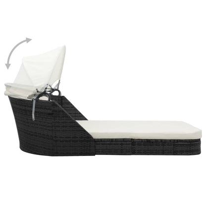 Sun Lounger With Canopy Poly Rattan