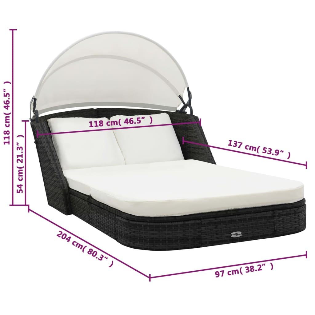 Sun Lounger With Canopy Poly Rattan