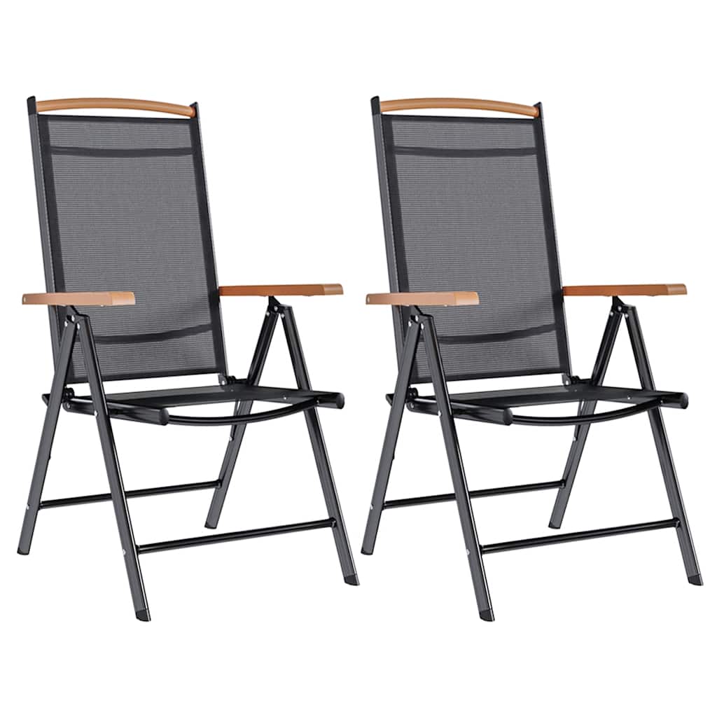 Folding Garden Chairs 6 Pcs Textilene Black
