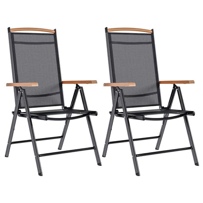 Folding Garden Chairs 6 Pcs Textilene Black