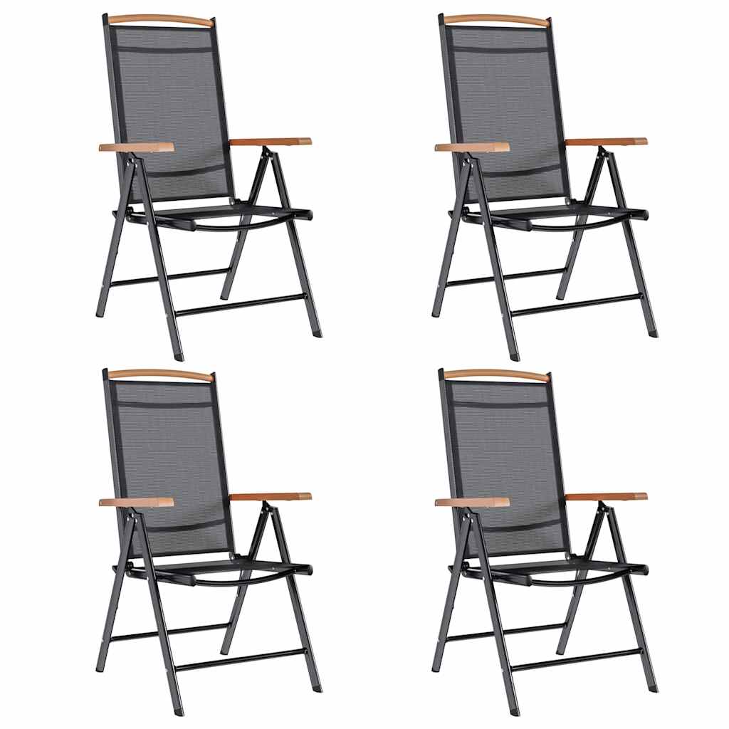 Folding Garden Chairs 6 Pcs Textilene Black