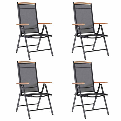 Folding Garden Chairs 6 Pcs Textilene Black
