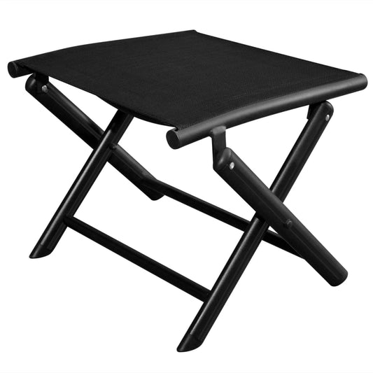 Folding Footstool Black Aluminium And Textilene