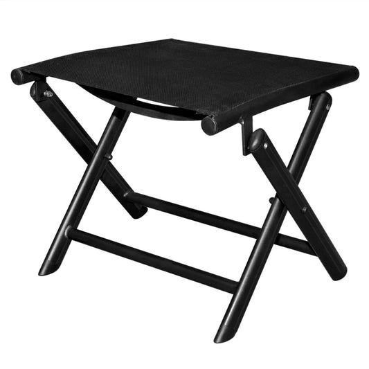 Folding Footstool Black Aluminium And Textilene