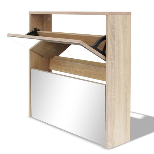 Shoe Cabinet 2-Layer Mirror 63X17X