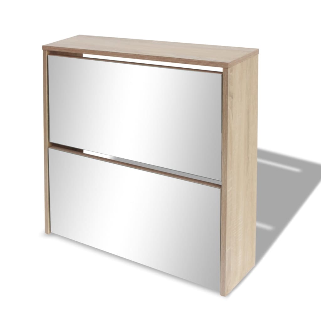 Shoe Cabinet 2-Layer Mirror 63X17X