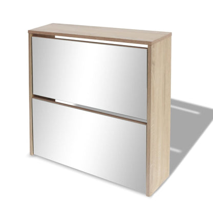 Shoe Cabinet 2-Layer Mirror 63X17X