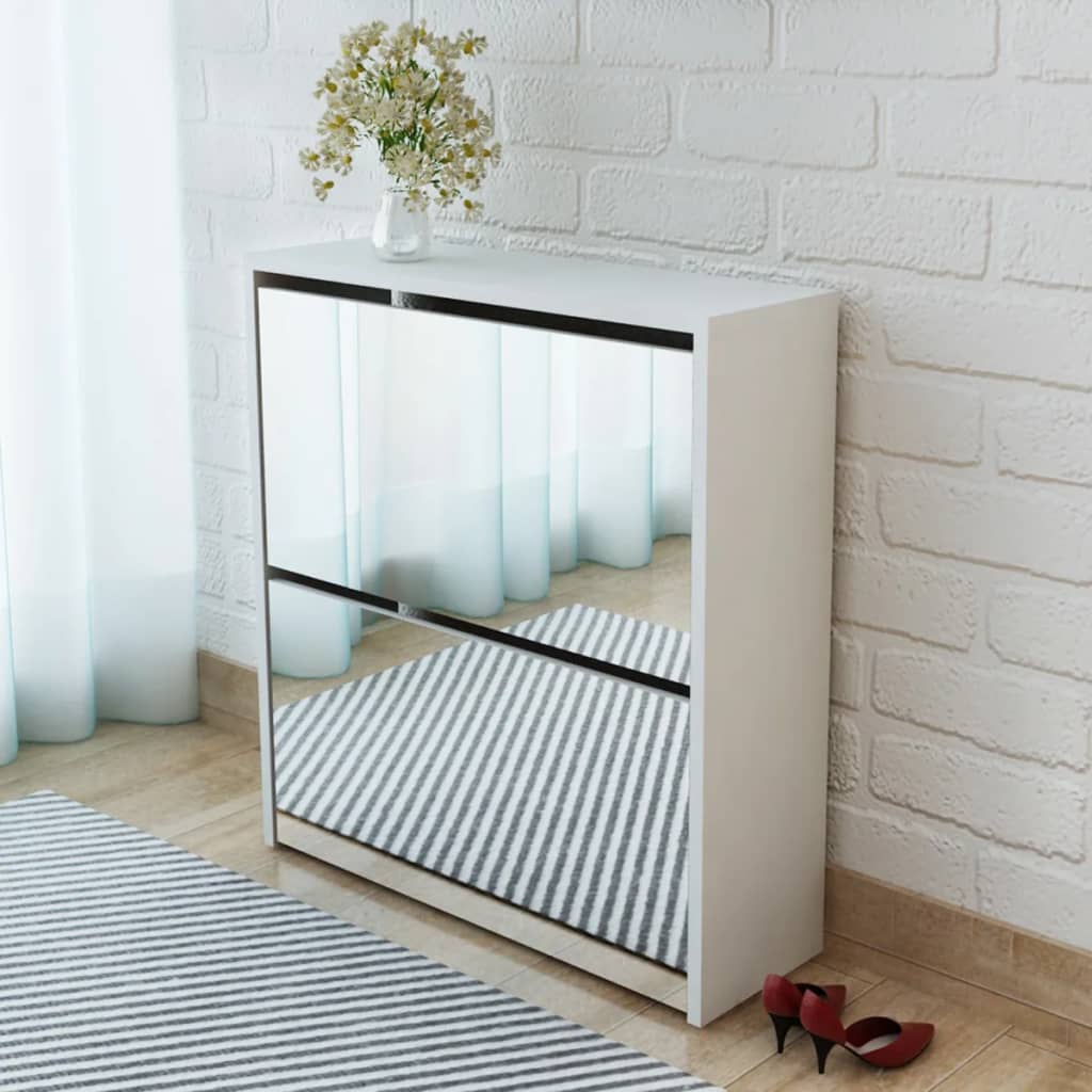 Shoe Cabinet 2-Layer Mirror 63X17X