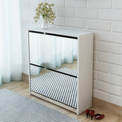 Shoe Cabinet 2-Layer Mirror 63X17X