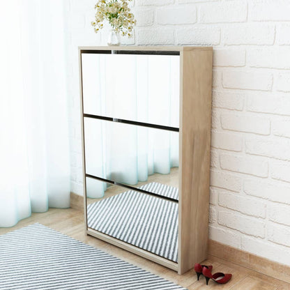 Shoe Cabinet 2-Layer Mirror 63X17X