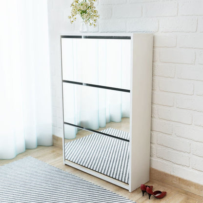 Shoe Cabinet 2-Layer Mirror 63X17X