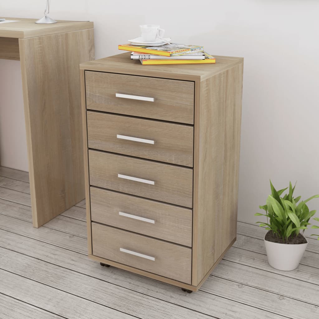 Drawer Cabinet With Castors Engineered Wood