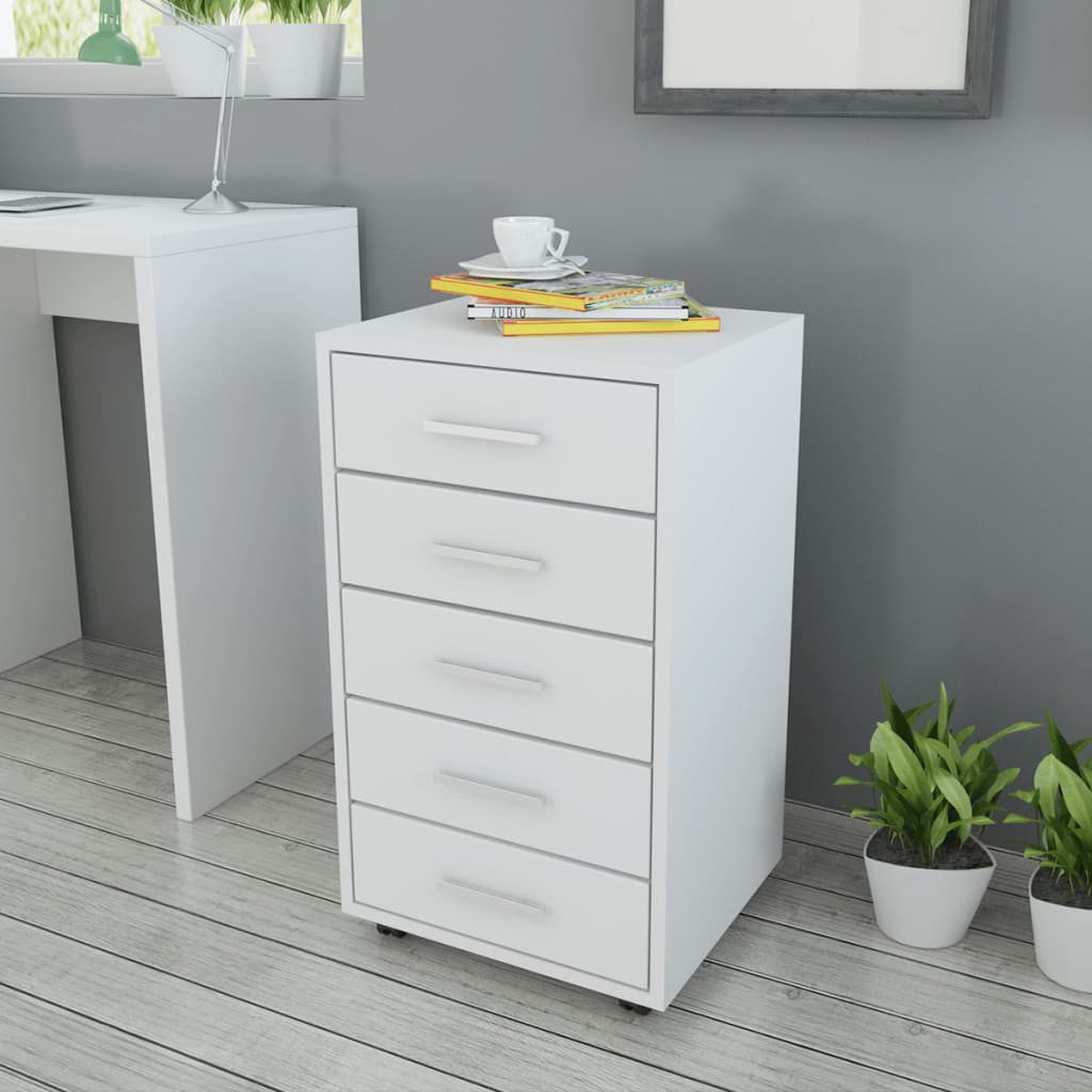 Drawer Cabinet With Castors Engineered Wood