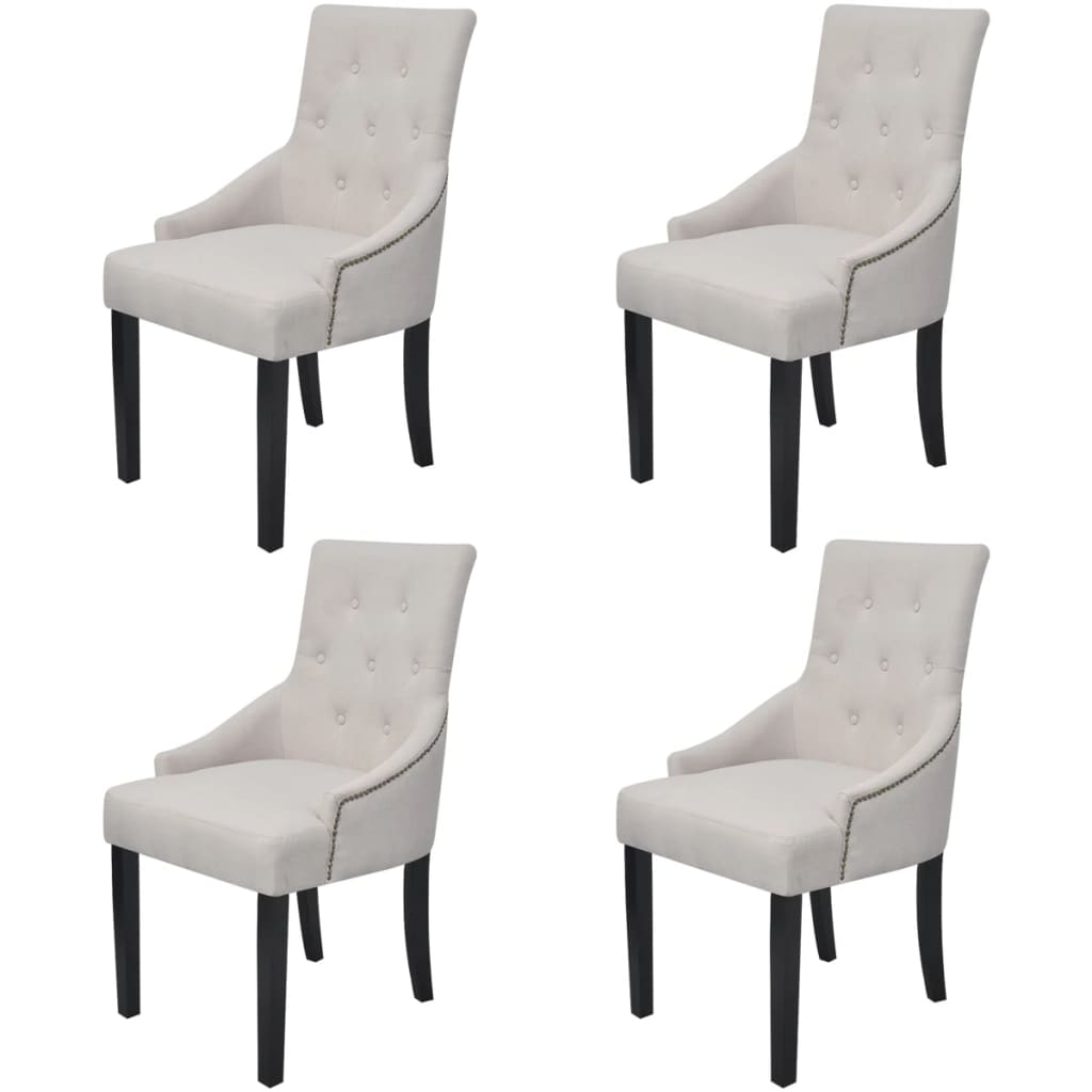 Dining Chairs 2 Pcs Cream Grey Fabric