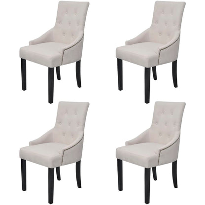 Dining Chairs 2 Pcs Cream Grey Fabric