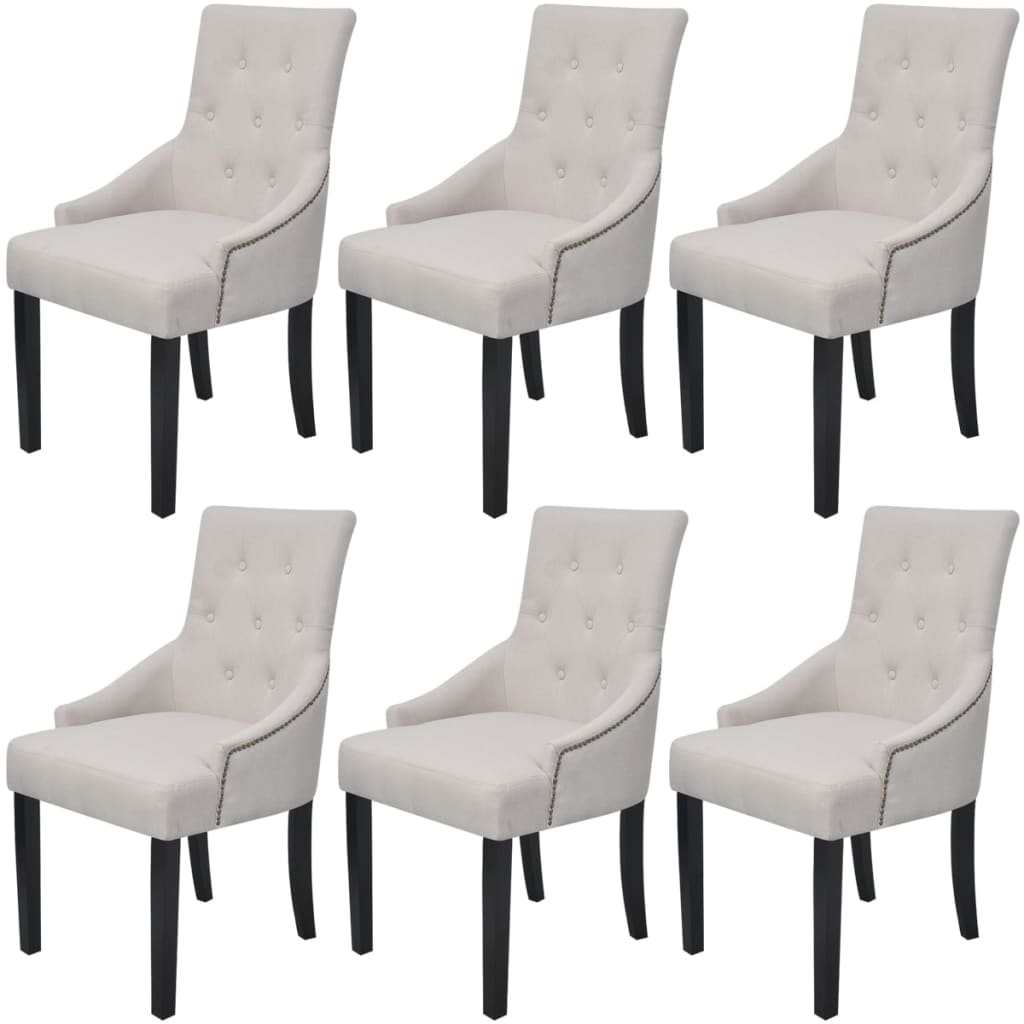 Dining Chairs 2 Pcs Cream Grey Fabric