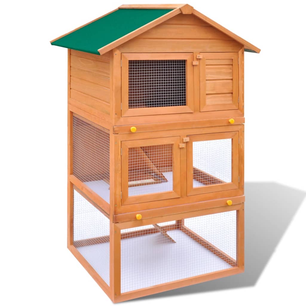 Outdoor Rabbit Hutch Wooden Cage 3 Layers