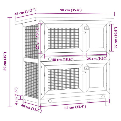 Outdoor Rabbit Hutch Small Pet Cage 4 Door Wood