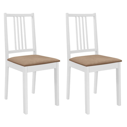 Dining Chairs With Cushions 2 Pcs White Solid Wood
