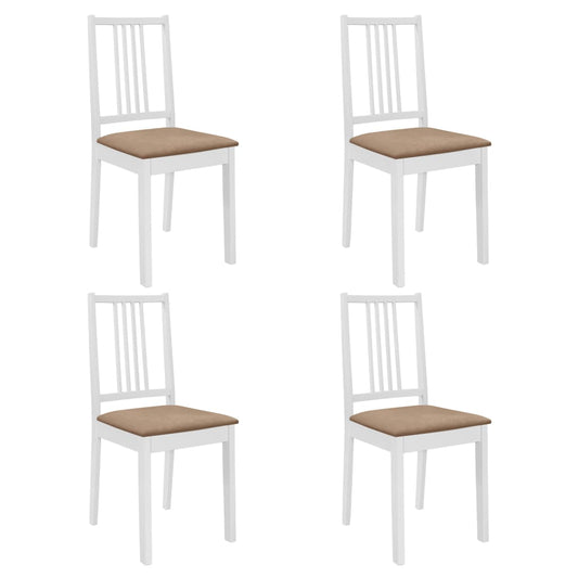 Dining Chairs With Cushions 4 Pcs White Solid Wood