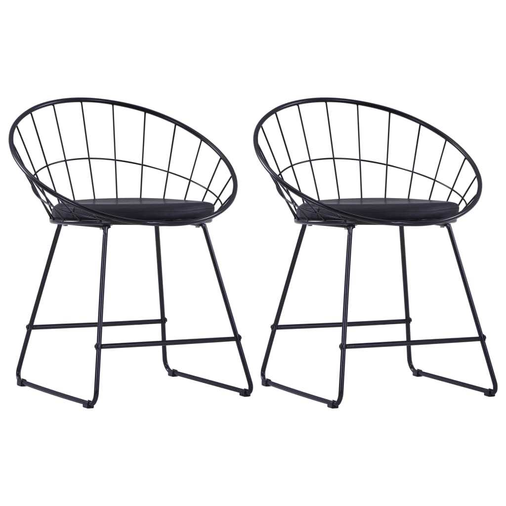 Dining Chairs With Faux Leather Seats 2 Pcs Steel