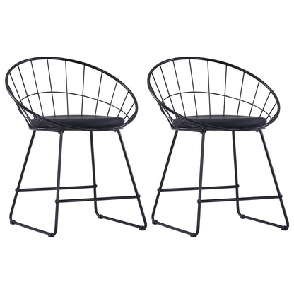 Dining Chairs With Faux Leather Seats 2 Pcs Steel