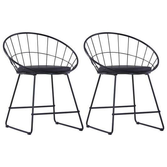 Dining Chairs With Faux Leather Seats 2 Pcs Steel