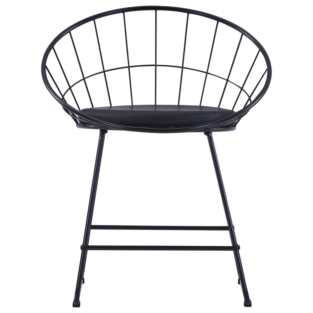 Dining Chairs With Faux Leather Seats 2 Pcs Steel
