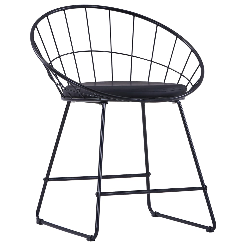 Dining Chairs With Faux Leather Seats 2 Pcs Steel