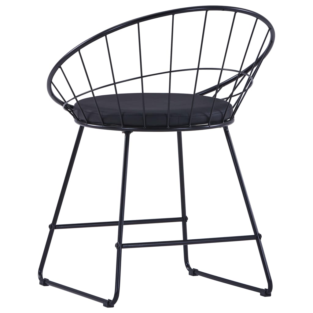 Dining Chairs With Faux Leather Seats 2 Pcs Steel