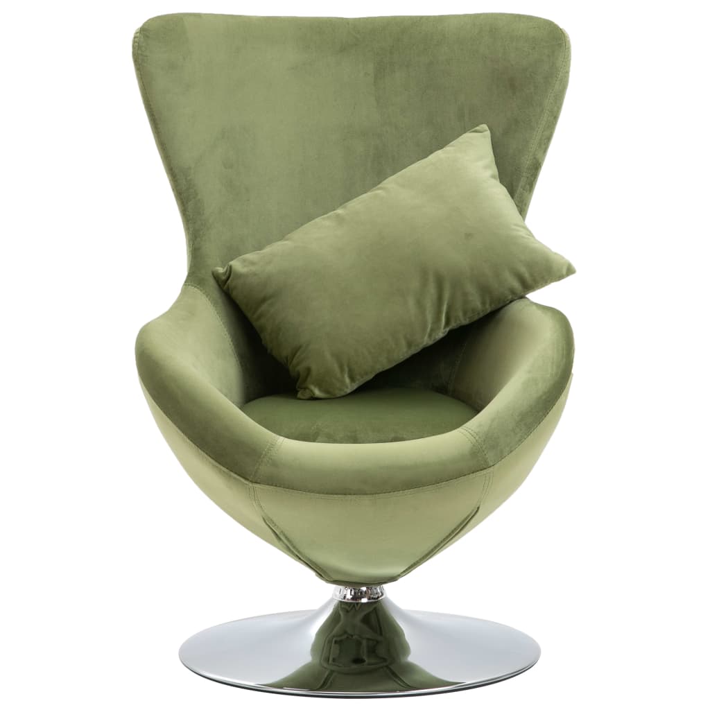 Swivel Egg Chair With Cushion Light Green Velvet
