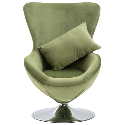 Swivel Egg Chair With Cushion Light Green Velvet