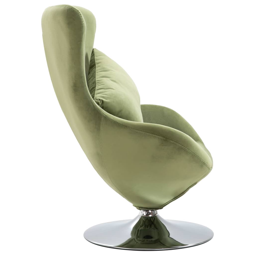 Swivel Egg Chair With Cushion Light Green Velvet