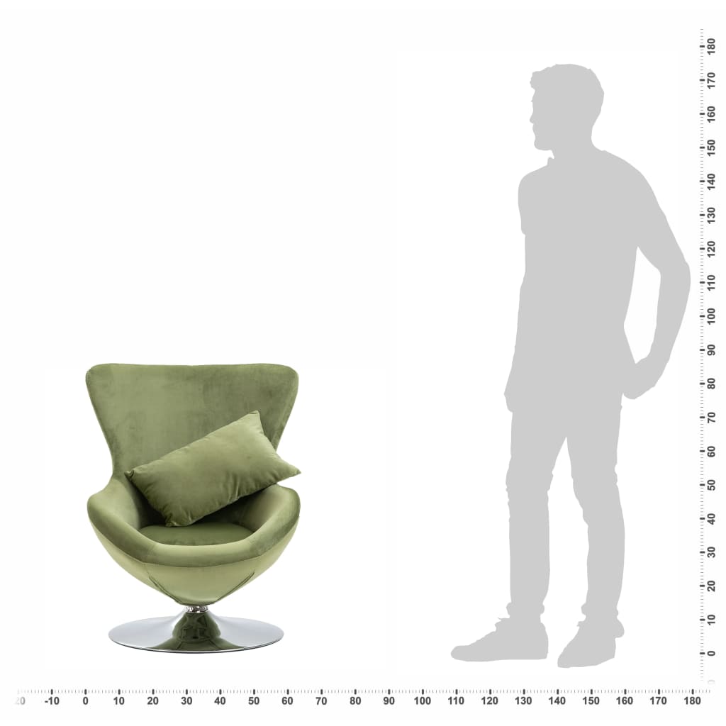 Swivel Egg Chair With Cushion Light Green Velvet
