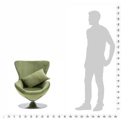 Swivel Egg Chair With Cushion Light Green Velvet