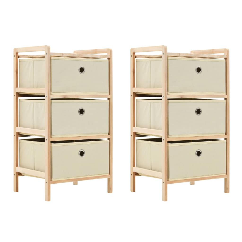 Storage Rack With 3 Fabric Baskets Cedar Wood Beige