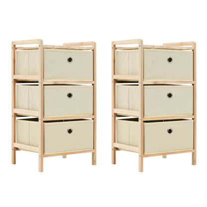 Storage Rack With 3 Fabric Baskets Cedar Wood Beige