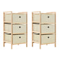 Storage Rack With 3 Fabric Baskets Cedar Wood Beige