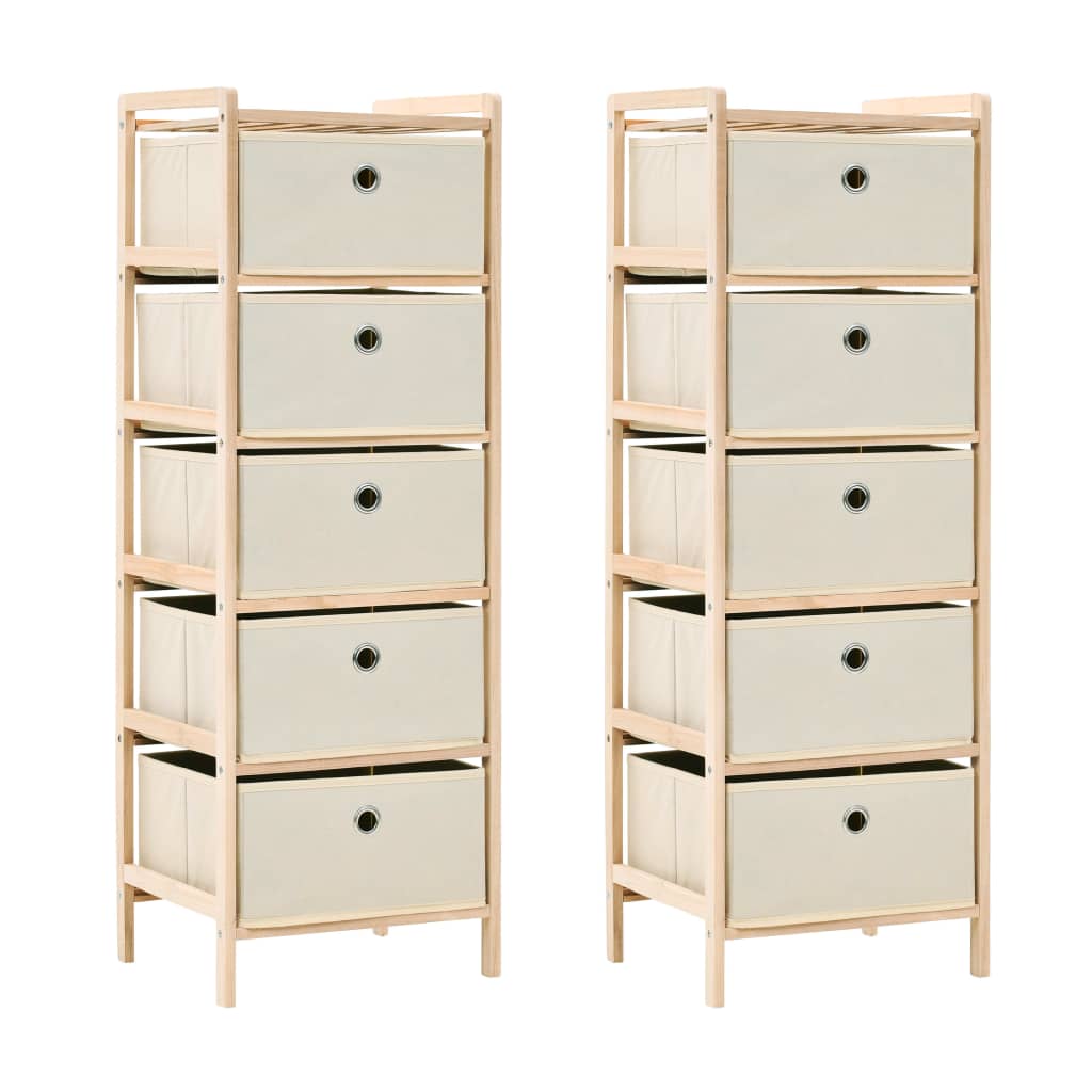 Storage Rack With 3 Fabric Baskets Cedar Wood Beige