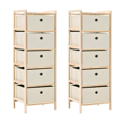 Storage Rack With 3 Fabric Baskets Cedar Wood Beige